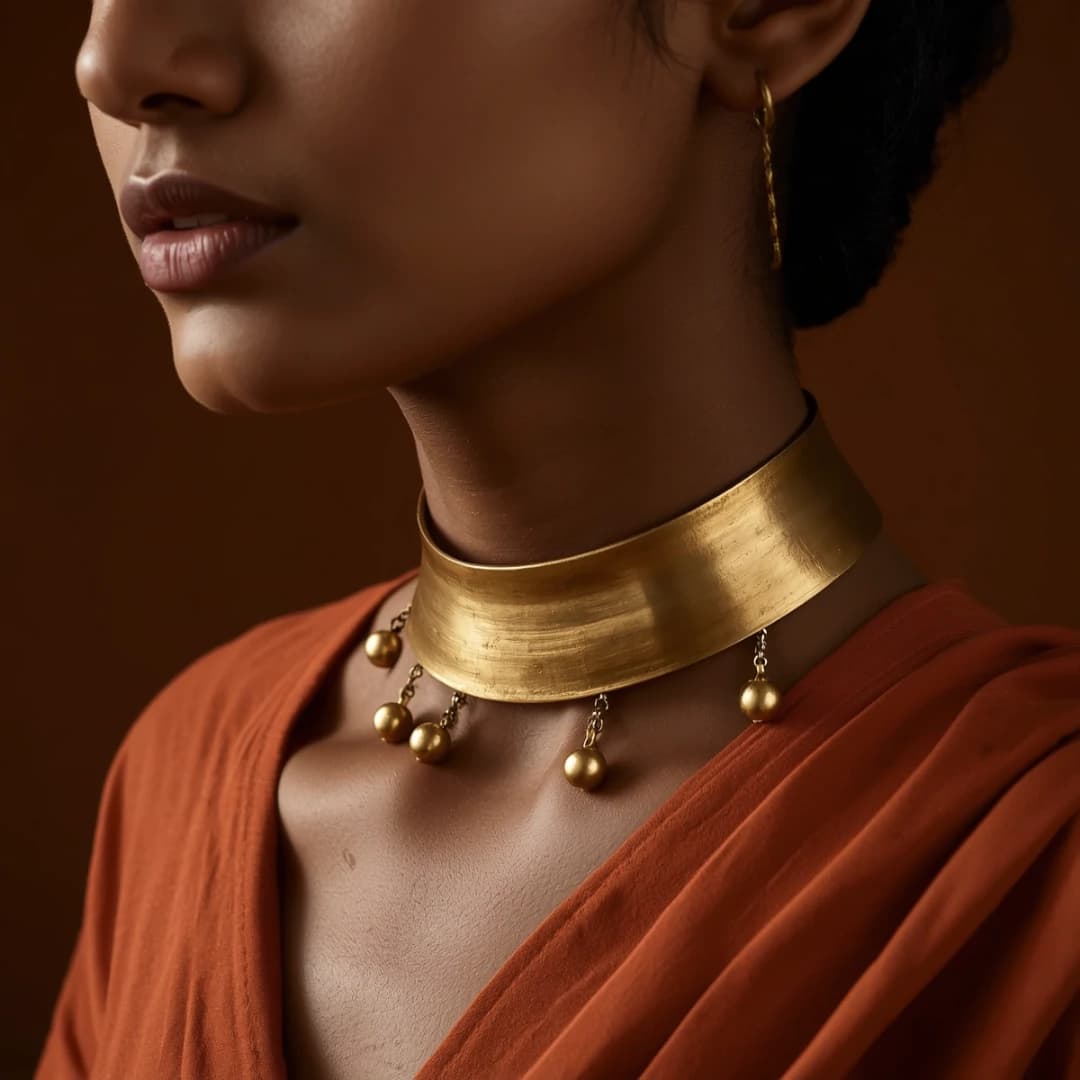 Handcrafted Brass Matte Finish Collar Necklace